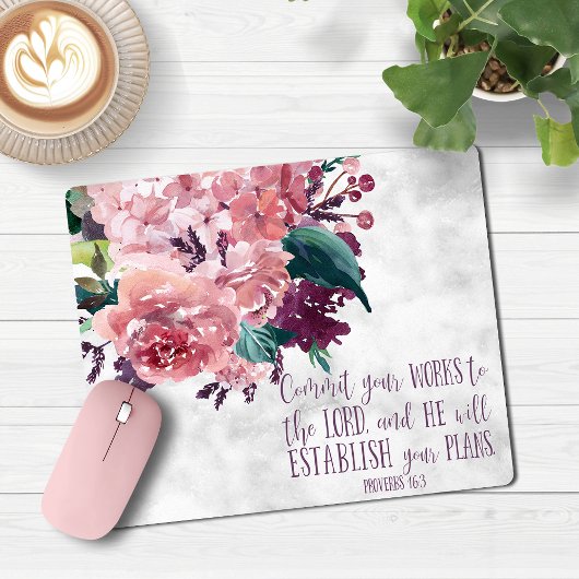 Christlich Girly Floral Marble Bible Verse Mousepad