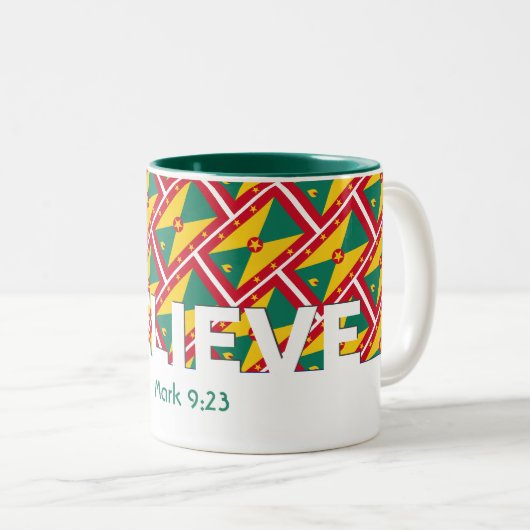 Christlich GLAEVE Mark 9:23 GRENADA FLAG Custom Zweifarbige Tasse (VorderseiteRechts)