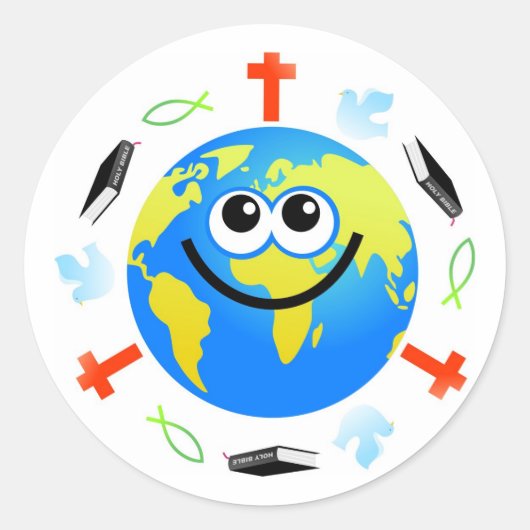Christlich Globe Runder Aufkleber (Vorderseite)