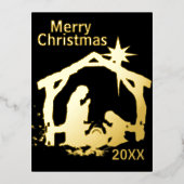 Christlich Gold Weihnachtskarte Folien Feiertagspostkarte (Vorderseite)