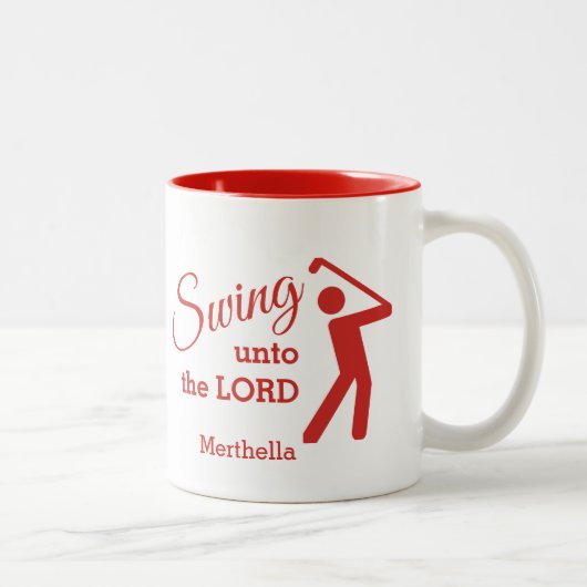CHRISTLICH GOLF FAN Swing To Lord WHITE Custom Zweifarbige Tasse (Rechts)