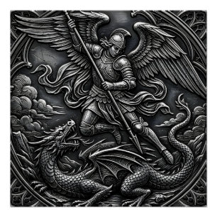Christlich Gotischer Erzengel Michael Gunmetal Poster