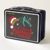 Christlich GRATIS DANKFUL BLESSET Weihnachten Metall Brotdose (Vorderseite)