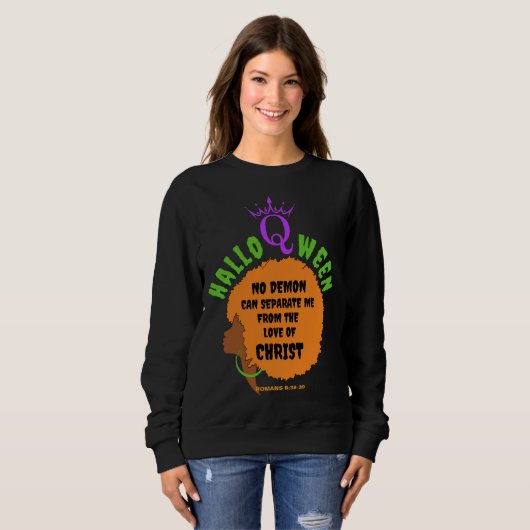Christlich HALLOQWEEN Afro Halloween Sweatshirt (Vorne ganz)