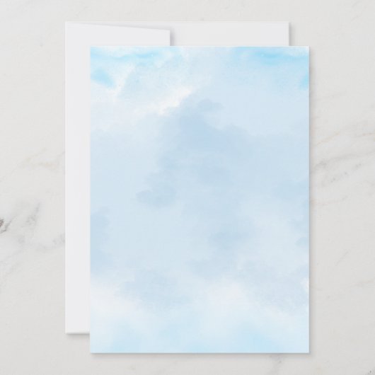 Christlich Heaven Sent Blue Clouds Boy Baby Dusche Einladung (Rückseite)