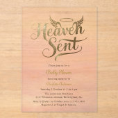 Christlich Heaven Sent Pink Clouds Girl Babydusche Acryleinladungen (Vorderseite)