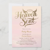 Christlich Heaven Sent Pink Clouds Girl Babydusche Einladung (Vorderseite)