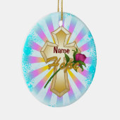 Christlich Hope Rosen Cross Keramik Ornament (Rechts)
