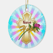 Christlich Hope Rosen Cross Keramik Ornament (Links)