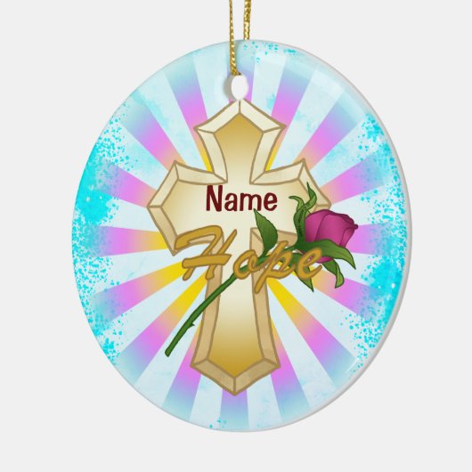 Christlich Hope Rosen Cross Keramik Ornament (Links)