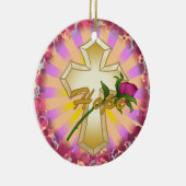 Christlich Hope Rosen Cross Keramik Ornament (Rechts)