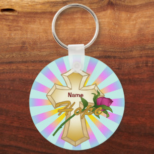 Christlich Hope Rosen Cross Schlüsselanhänger