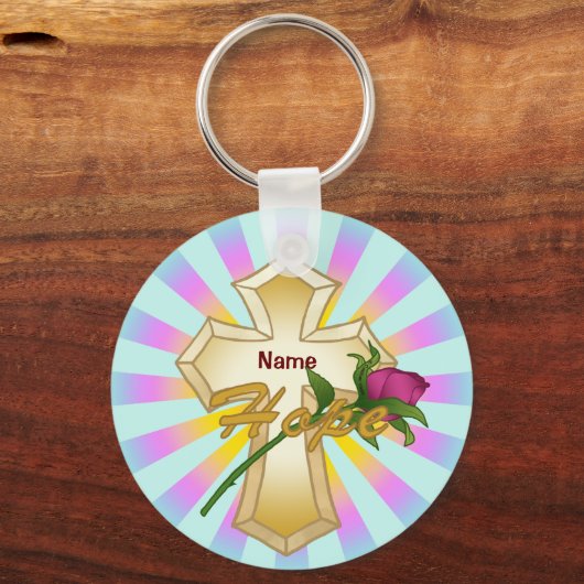 Christlich Hope Rosen Cross Schlüsselanhänger (Vorderseite)