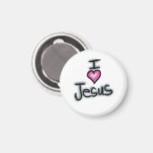 Christlich höre ich Jesus I Liebe Jesus Weiß Magnet (Vorderseite/Rückseite)
