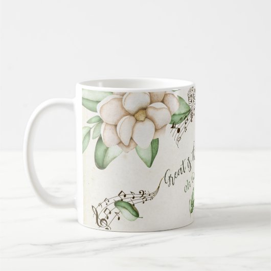 Christlich Hymn Magnolia Script Watercolor Kaffeetasse (Links)