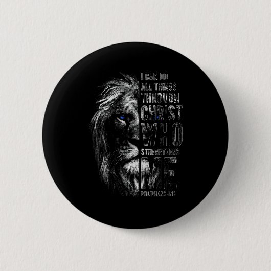 Christlich ich kann alle Dinge durch Christus Löwe Button (Vorderseite)