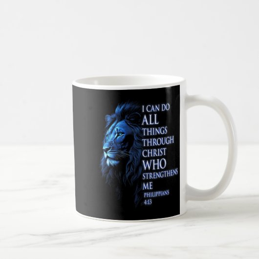 Christlich ich kann alle Dinge durch Christus Löwe Kaffeetasse (Rechts)