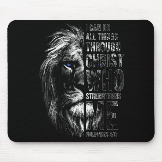 Christlich ich kann alle Dinge durch Christus Löwe Mousepad (Vorne)