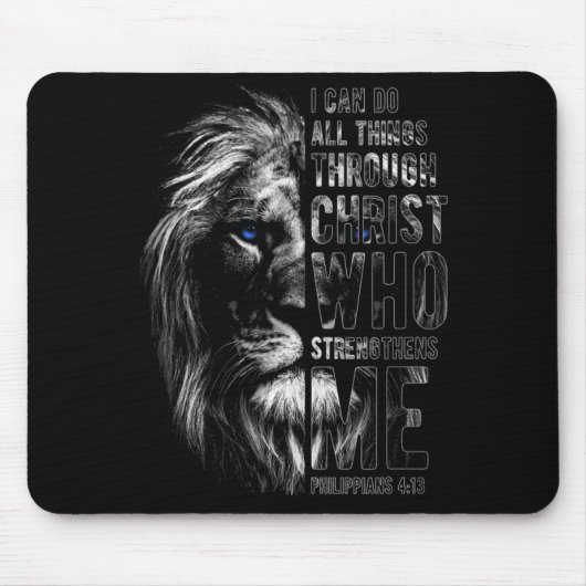 Christlich ich kann alle Dinge durch Christus Löwe Mousepad (Vorne)