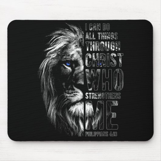 Christlich ich kann alle Dinge durch Christus Löwe Mousepad (Vorne)
