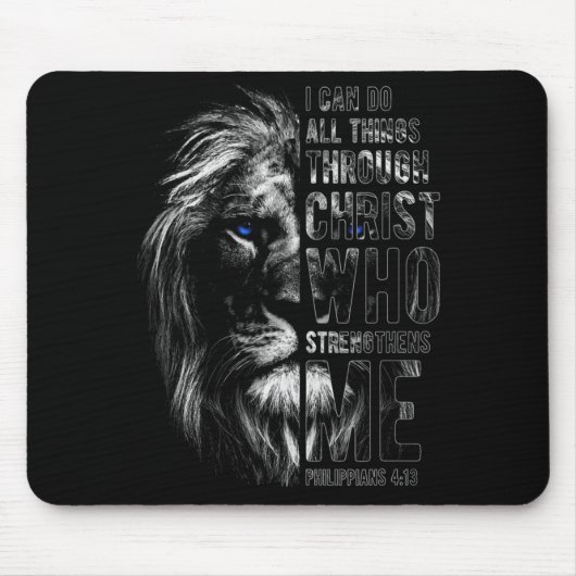Christlich Ich kann alle Dinge durch Christus Löwe Mousepad (Vorne)