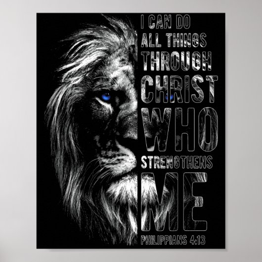 Christlich ich kann alle Dinge durch Christus Löwe Poster (Vorne)