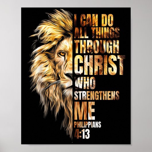 Christlich ich kann alle Dinge durch Christus Löwe Poster (Vorne)
