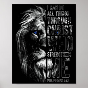 Christlich ich kann alle Dinge durch Christus Löwe Poster