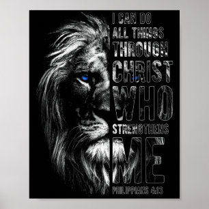 Christlich ich kann alle Dinge durch Christus Löwe Poster
