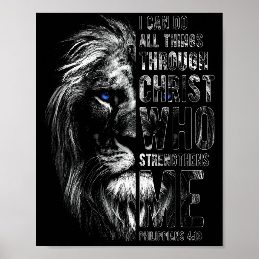 Christlich ich kann alle Dinge durch Christus Löwe Poster (Vorne)