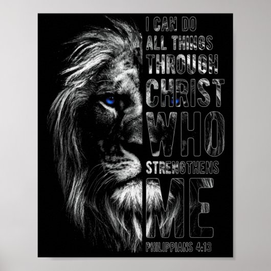 Christlich ich kann alle Dinge durch Christus Löwe Poster (Vorne)