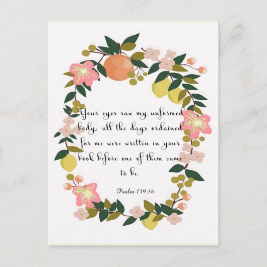 Christlich inspirierende Kunst - Psalm 139:16 Postkarte (Vorderseite)