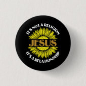 Christlich ist kein religiöser Jesus Sonnenblume Button (Vorderseite)