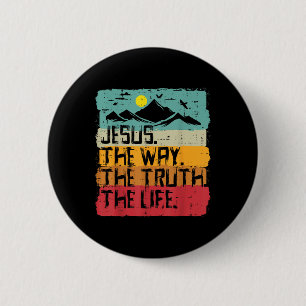 Christlich Jesus der Weg der Wahrheit Leben Retro Button