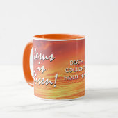 Christlich JESUS IS RISEN Oaster Tasse (Vorderseite Links)
