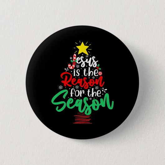 Christlich Jesus ist der Grund Weihnachtsbaum Button (Vorderseite)