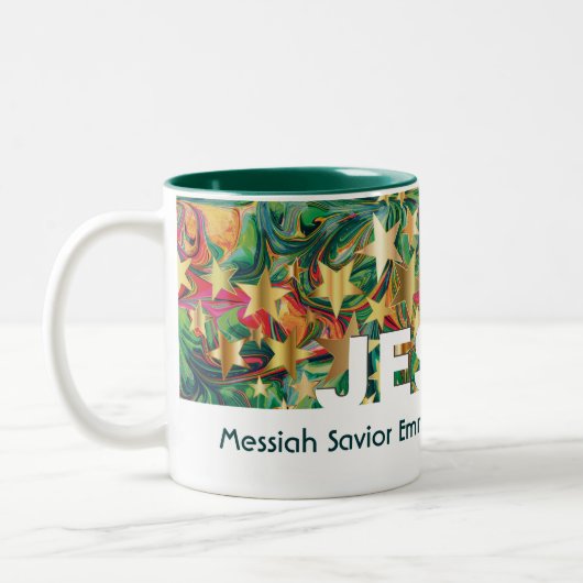 Christlich JESUS Savior Messiah Emmanuel Custom Zweifarbige Tasse (Links)