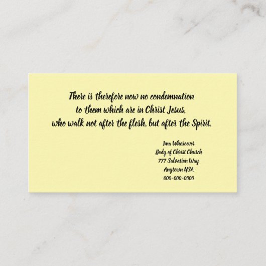 Christlich Life Verse Bible Scripting Römer 8:1 Telefonnummerkarte (Rückseite)