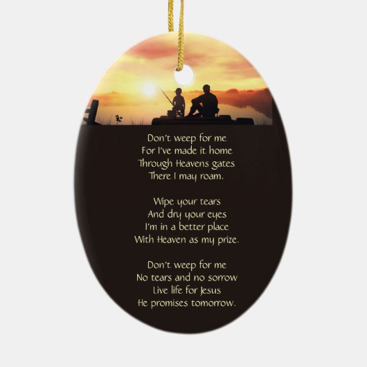 Christlich Memorial Father Son Fischen Fischer Keramik Ornament (Hinten)