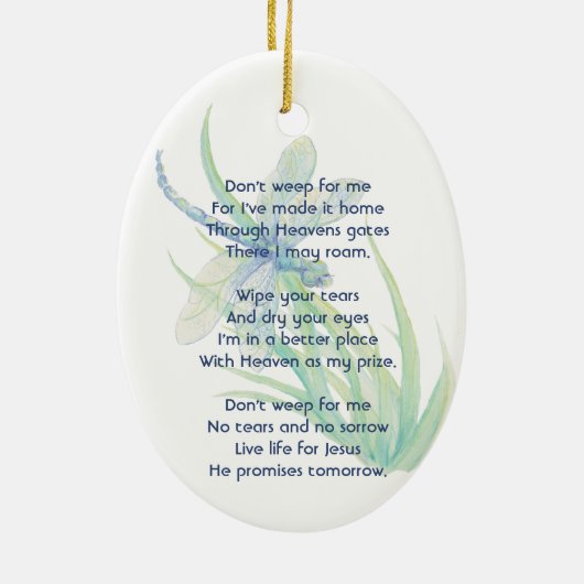 Christlich Memorial Keepake Dragonfly Wasserfarbe Keramik Ornament (Hinten)