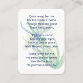 Christlich Memorial Keepake Dragonfly Wasserfarbe Visitenkarte (Rückseite)