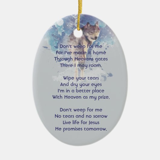 Christlich Memorial Keepake Erinnerung Wolf Keramik Ornament (Vorne)