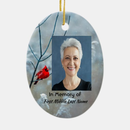 Christlich Memorial Keepake Kardinal Red Bird Keramik Ornament (Hinten)