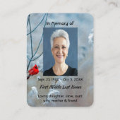 Christlich Memorial Keepake Kardinal Red Bird Visitenkarte (Rückseite)