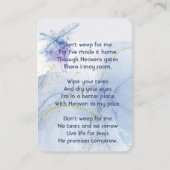 Christlich Memorial Keepake Memorial Dragonfly Visitenkarte (Rückseite)