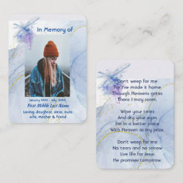 Christlich Memorial Keepake Memorial Dragonfly Visitenkarte