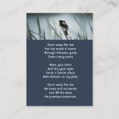 Christlich Memorial Keepake Red-wing Blackbird Visitenkarte (Rückseite)