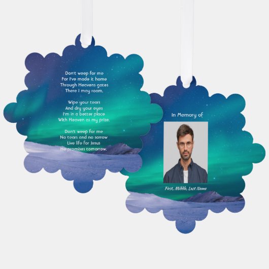 Christlich Memorial Northern Lights Aurora Boreali Ornament Karte (Vorderseite/Rückseite)