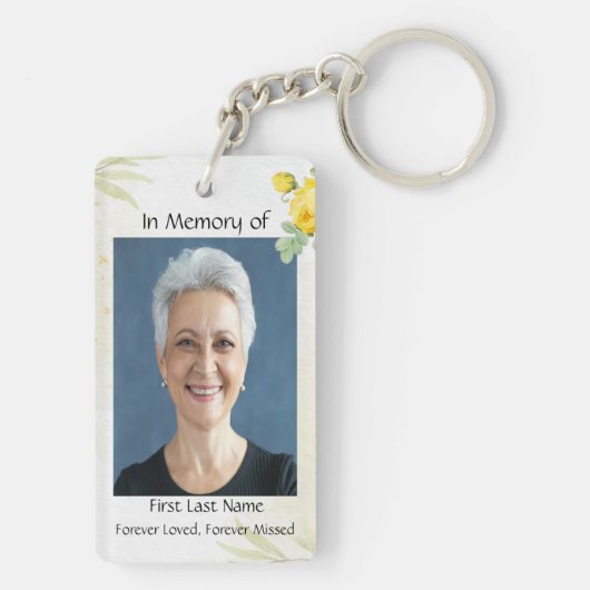 Christlich Memory Foto Gelbe Rosen Garten Blume Schlüsselanhänger (Rückseite)