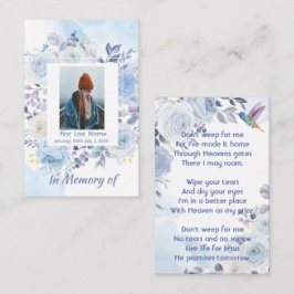 Christlich Memory Keepake Hummingbird Blue Rose Visitenkarte